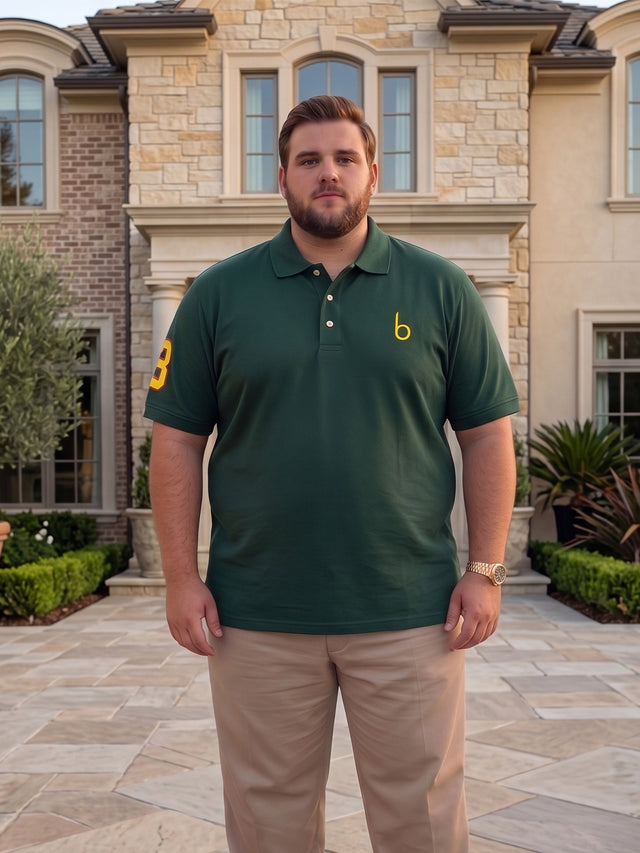 Men Plus Size Aura-BG Solid Green Polo Men Tshirt