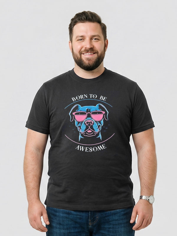 Men Plus Size Hypehound Black Printed Round Neck