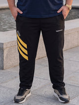 Men Plus Size Laven Black Solid Trackpants