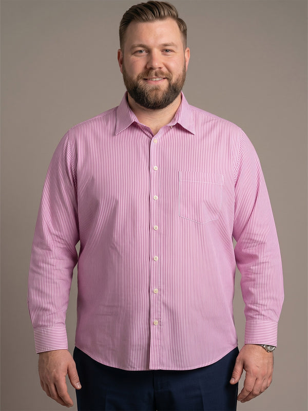 Men Plus Size Selrix Pink Striped Shirts