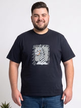 Men Plus Size Wildword Black Printed Round Neck
