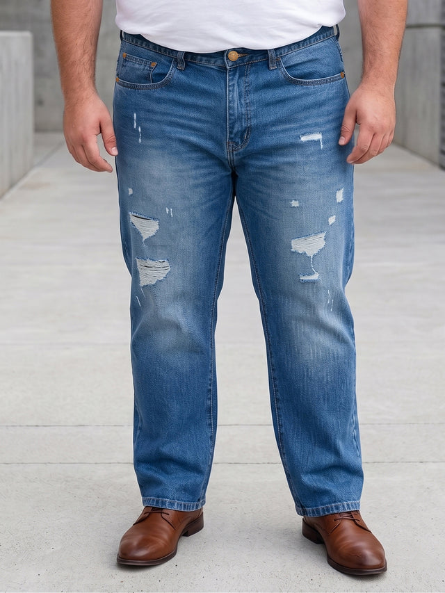 Men Plus Size Sawyer Navy Washed Jeans