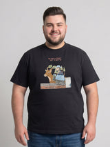 Men Plus Size Veritas Black Printed Round Neck