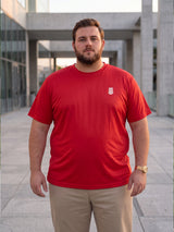 Men Plus Size Hiddenmist-Red Solid Red Round Neck Tshirt