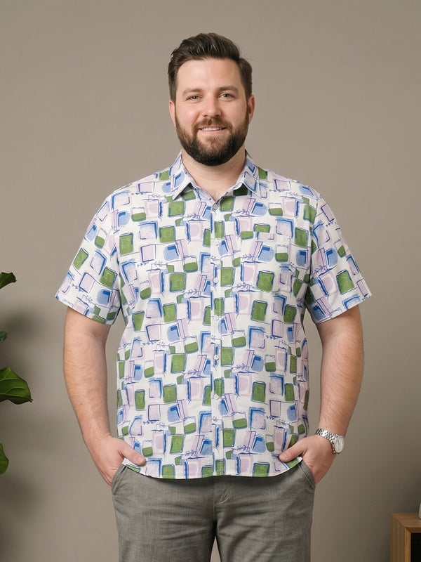 Men Plus Size Sketchgrid Multi Printed Shirts
