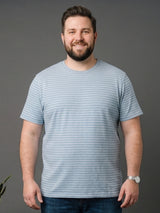 Men Plus Size Torvyn Blue Textured Round Neck