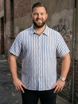 Men Plus Size CoreFlex Sky Blue Striped Shirts