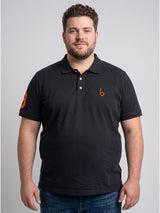 Men Plus Size Aura-Black Black Solid Polo
