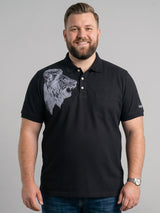 Men Plus Size Savra Black Printed Polo