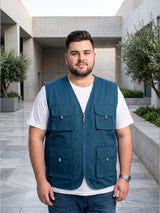 Men Plus Size Drift-Teal Solid Teal Utility Jacket