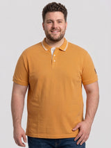 Men Plus Size Inscription Yellow Printed Polo