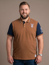 Men Plus Size Urbanglow Brown Colorblock Polo