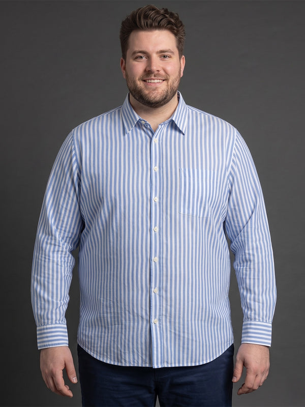 Men Plus Size Mirexo Sky Blue Striped Shirts