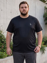 Men Plus Size Vaporcrew-Black Black Solid Round Neck