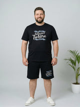 Men Plus Size Destiny Black Printed Co-Ords