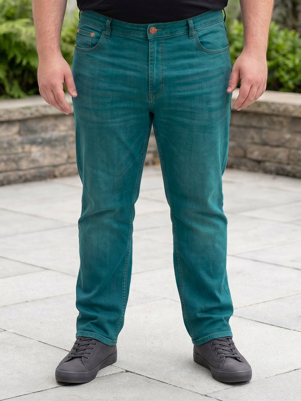 Men Plus Size Virello Green Solid Jeans