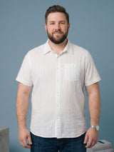 Men Plus Size Bonewhite White Textured Shirts