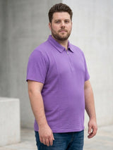 Men Plus Size Archid Violet Self Design Polo Tshirt