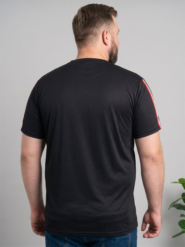 Men Plus Size Turtleneck Black Solid Round Neck