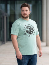 Men Plus Size Sagespirit Light Green Printed Round Neck