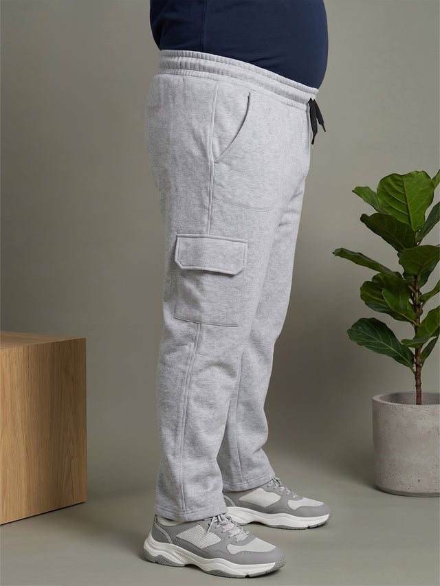 Men Plus Size Ametrine Grey Solid Trackpants