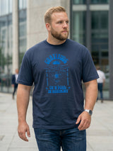 Men Plus Size Soulwave Navy Blue Printed Round Neck