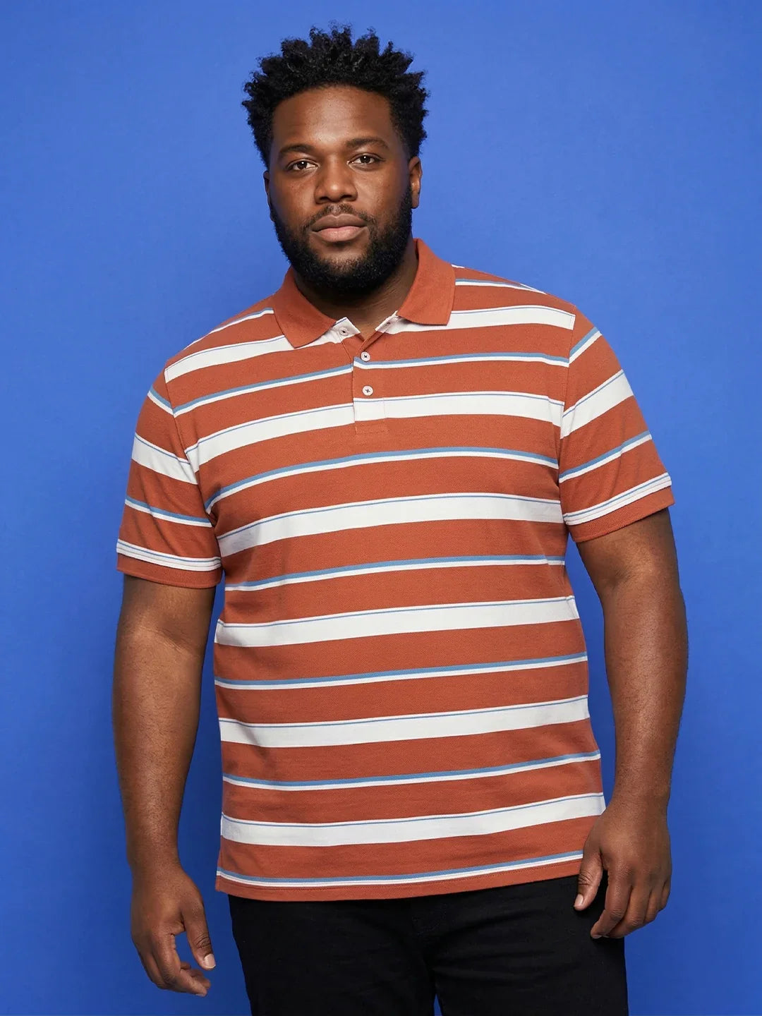 Men Plus Size Lineo Multicolor Colorblock Polo Tshirt