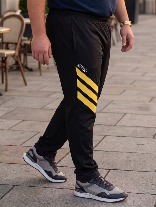 Men Plus Size Laven Black Solid Trackpants