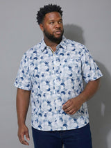 Men Plus Size Facet Multicolor Printed Casual Shirt