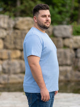 Men Plus Size Lunaro Blue Self Design Round Neck Tshirt