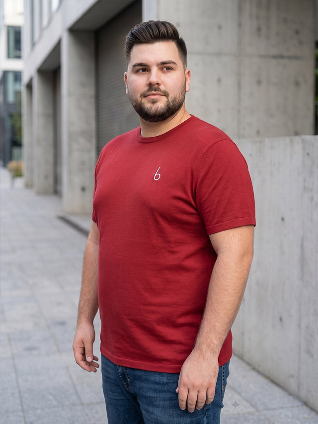 Men Plus Size Vaporcrew-Red Solid Red Round Neck