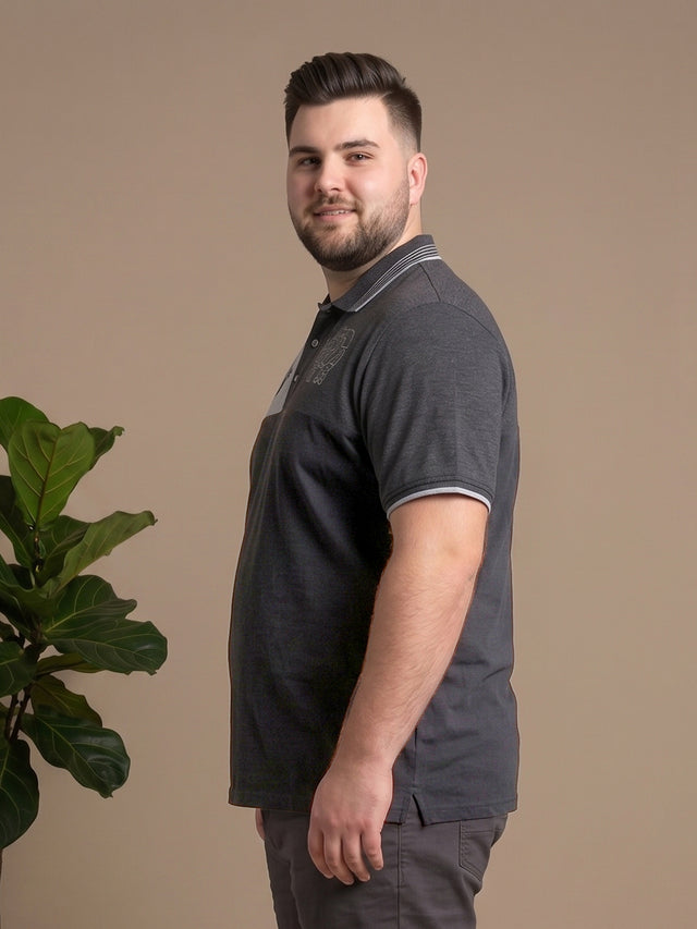 Men Plus Size Relent Colorblock Polo Tshirt