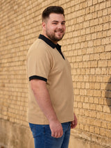 Men Plus Size Sandorix Beige textured Polo Tshirts