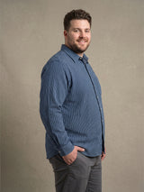 Men Plus Size Stormstripe Navy Blue Striped Shirts
