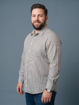 Men Plus Size Xytrix Charcoal Striped Shirts