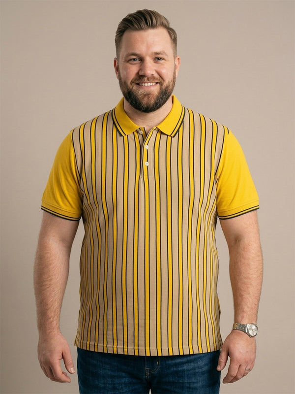 Men Plus Size Glowix Multi Striped Polo