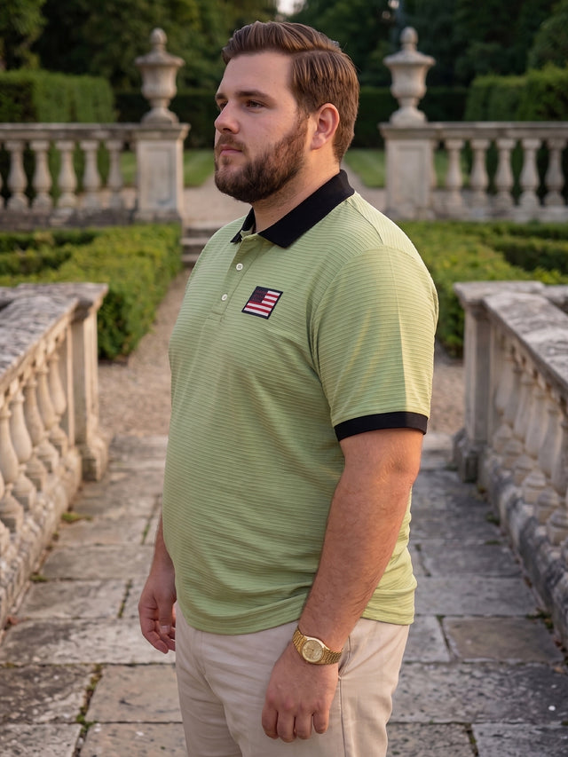 Men Plus Size Briar Green Textured Polo Tshirt