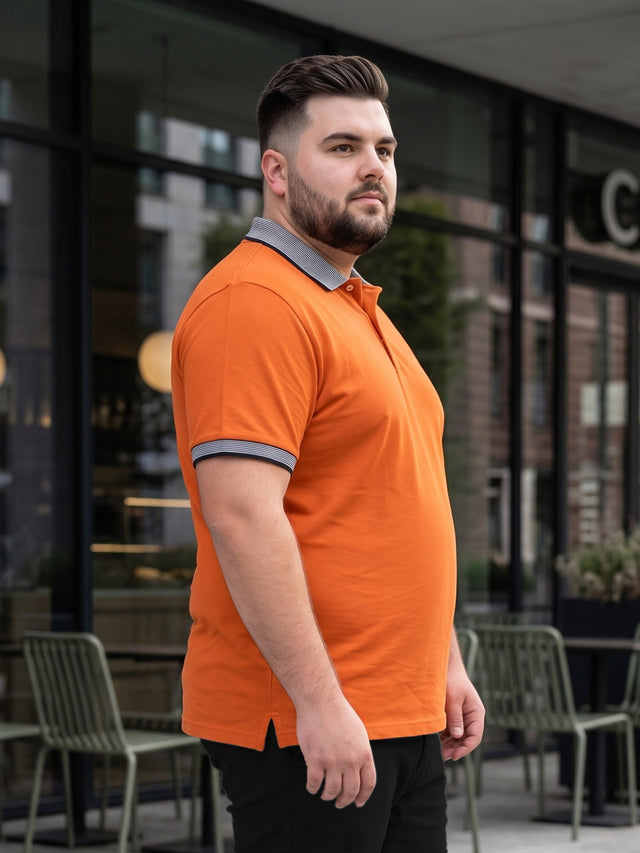 Men Plus Size Rush-Orange Orange Solid Polo Tshirts
