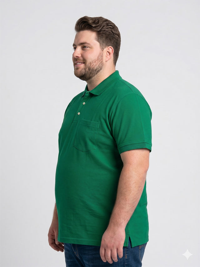 Men Plus Size Emerald Green Printed Polo