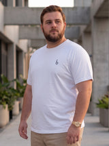 Men Plus Size Vaporcrew White Solid Round Neck
