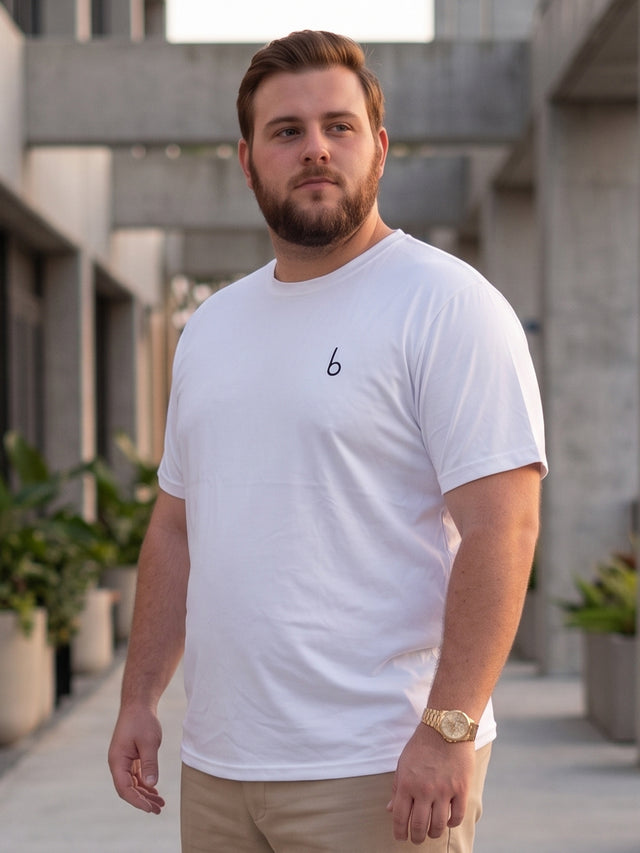 Men Plus Size Vaporcrew White Solid Round Neck