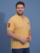 Men Plus Size Reliable Yellow Solid Polo