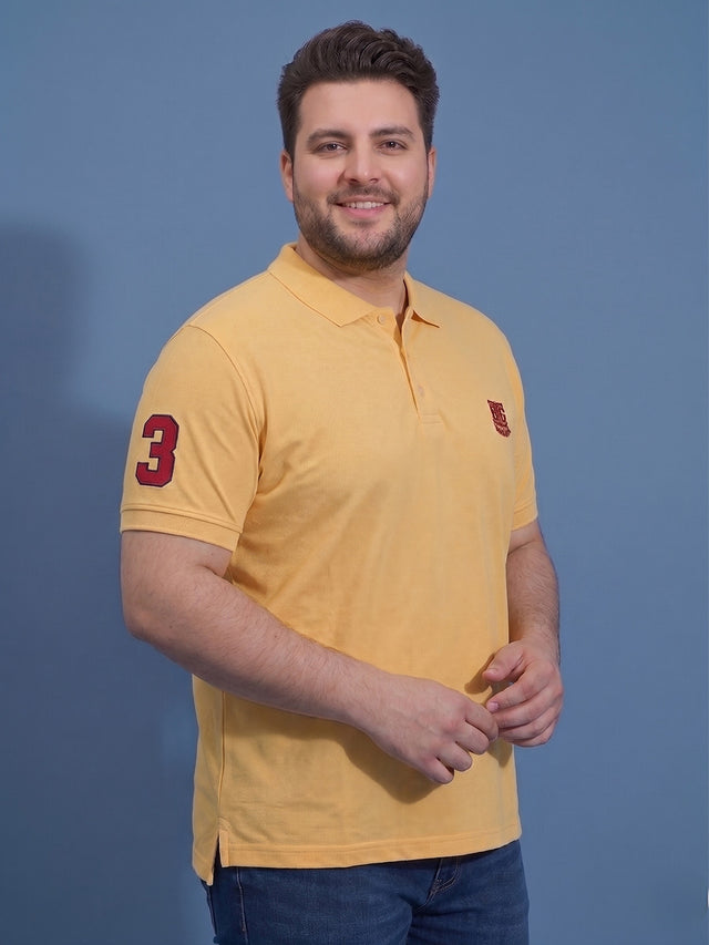 Men Plus Size Reliable Yellow Solid Polo