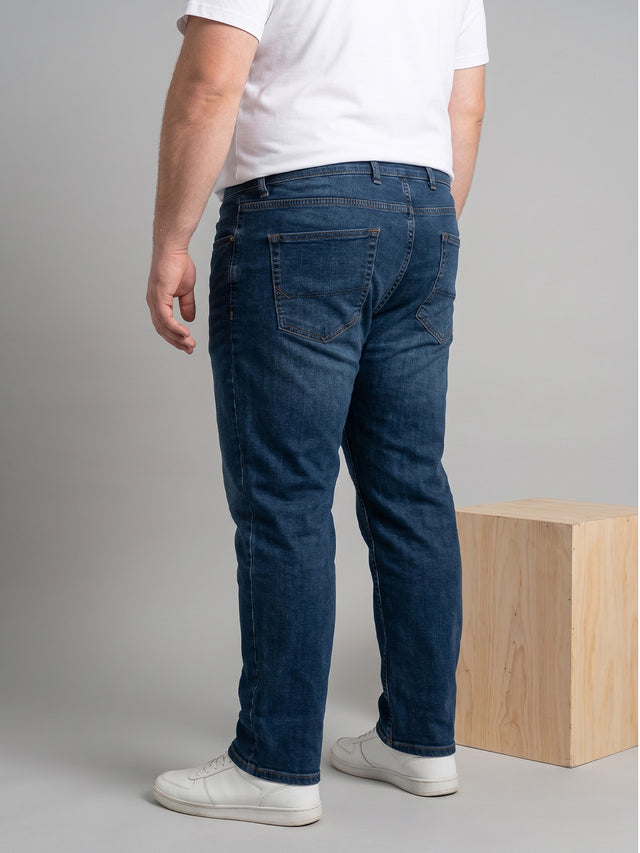 Men Plus Size Dexvion Navy Blue Tinted Wash Jeans