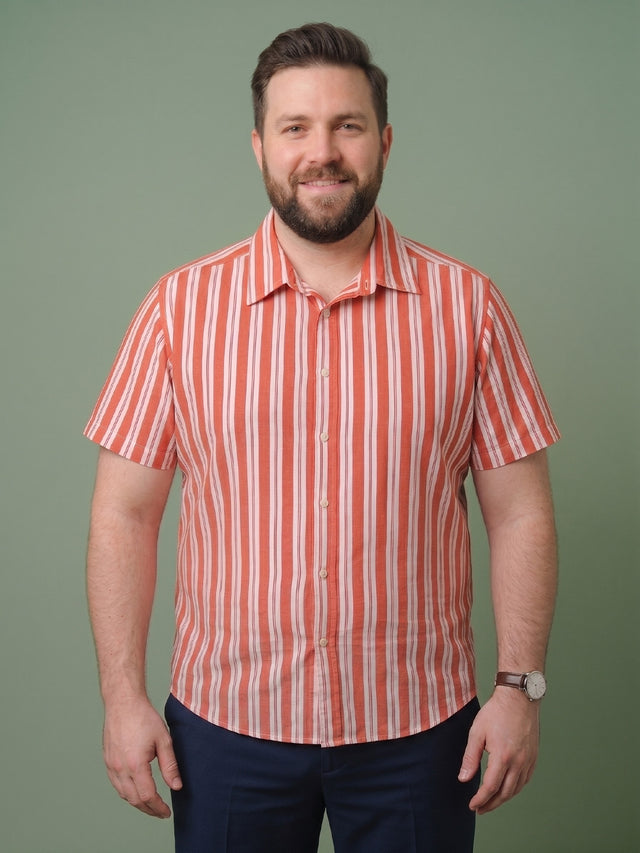 Men Plus Size Heatwave Multi Striped Shirts
