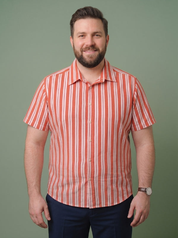 Men Plus Size Heatwave Multi Striped Shirts