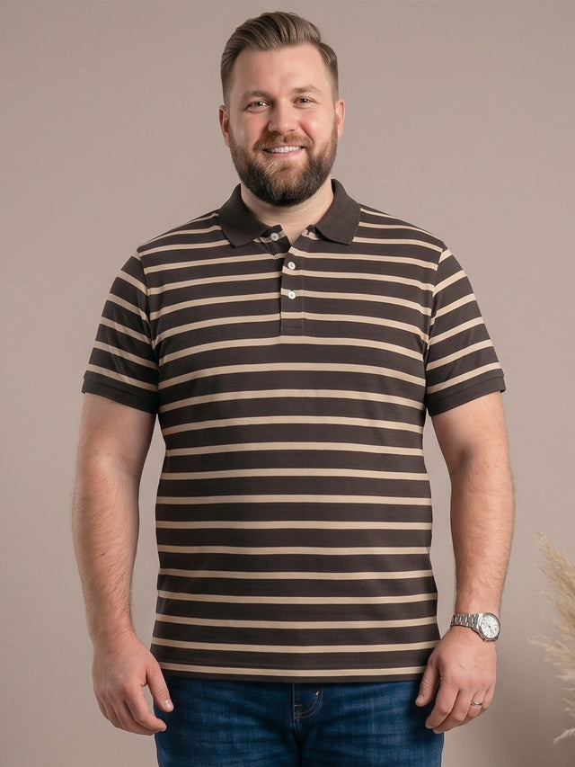 Men Plus Size Pearl Multi Striped Polo