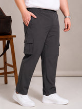 Men Plus Size Slatesmith Grey Solid Trackpant