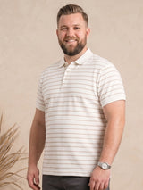 Men Plus Size Elegant White Striped Polo Tshirt