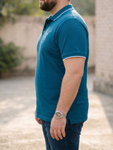 Men Plus Size Beast-Teal Teal Solid Polo